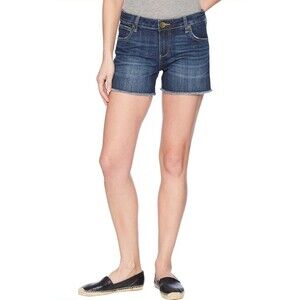 Kut from the Kloth Gidget Fray Short Denim Dark Blue Shorts 8 Summer Camp Jort